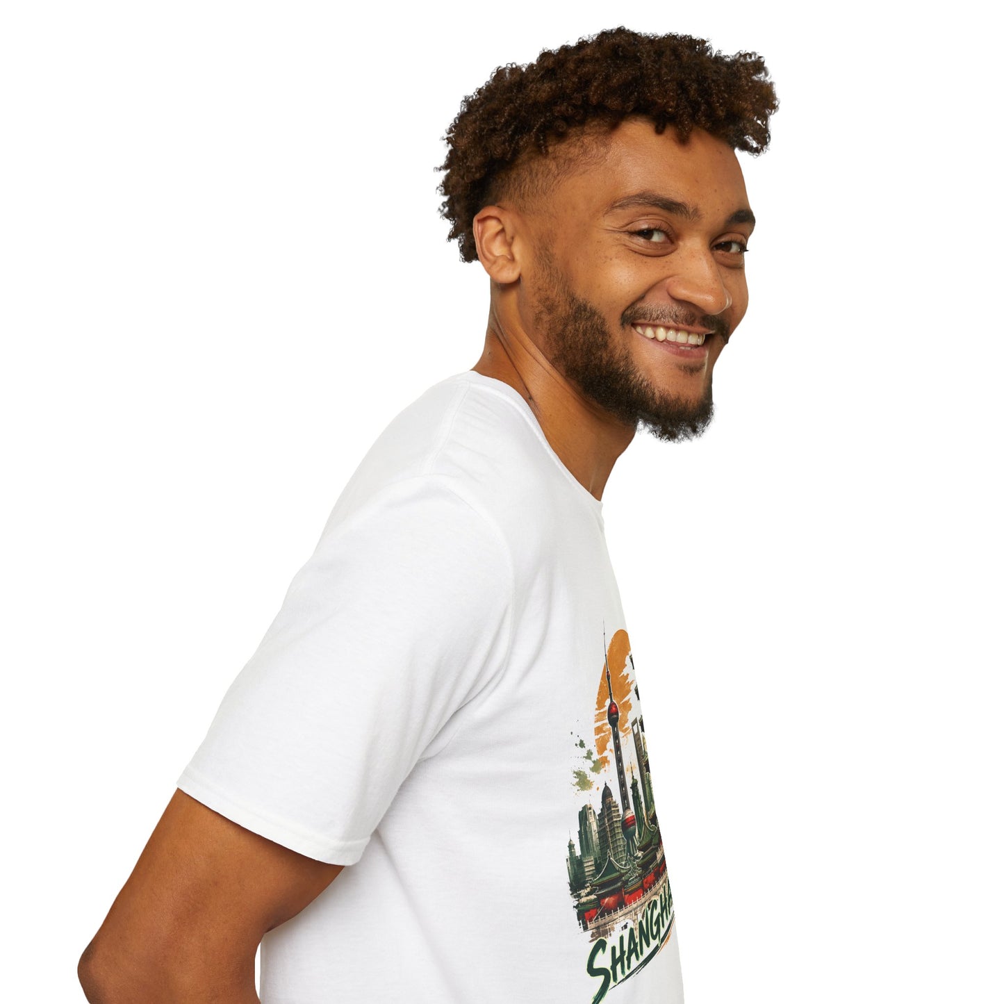 Shanghai skyline T-Shirt — Watercolor Pagoda & Oriental Sunset Tee