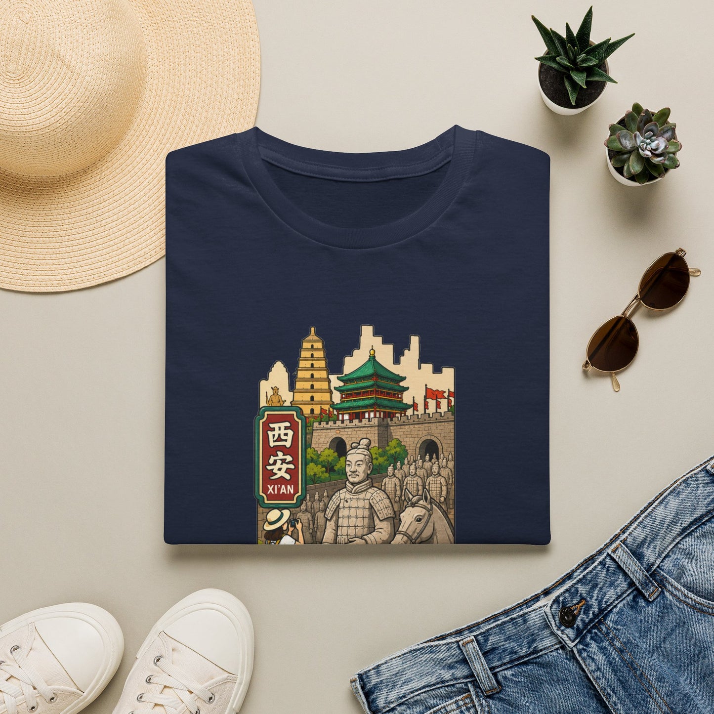 Xi'an Travel T-Shirt — Terracotta Warriors & Pagoda China Souvenir Tee