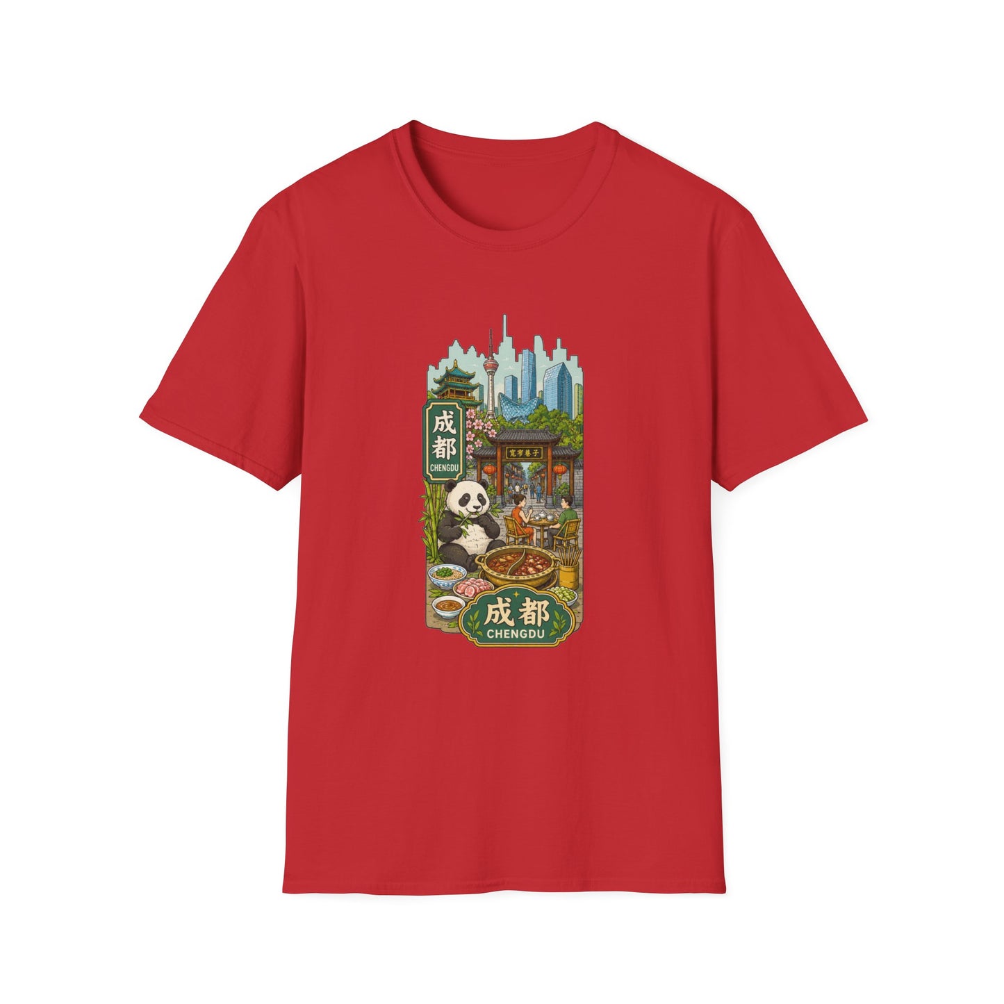 Chengdu Travel T-Shirt — Panda & Cityscape Graphic Tee