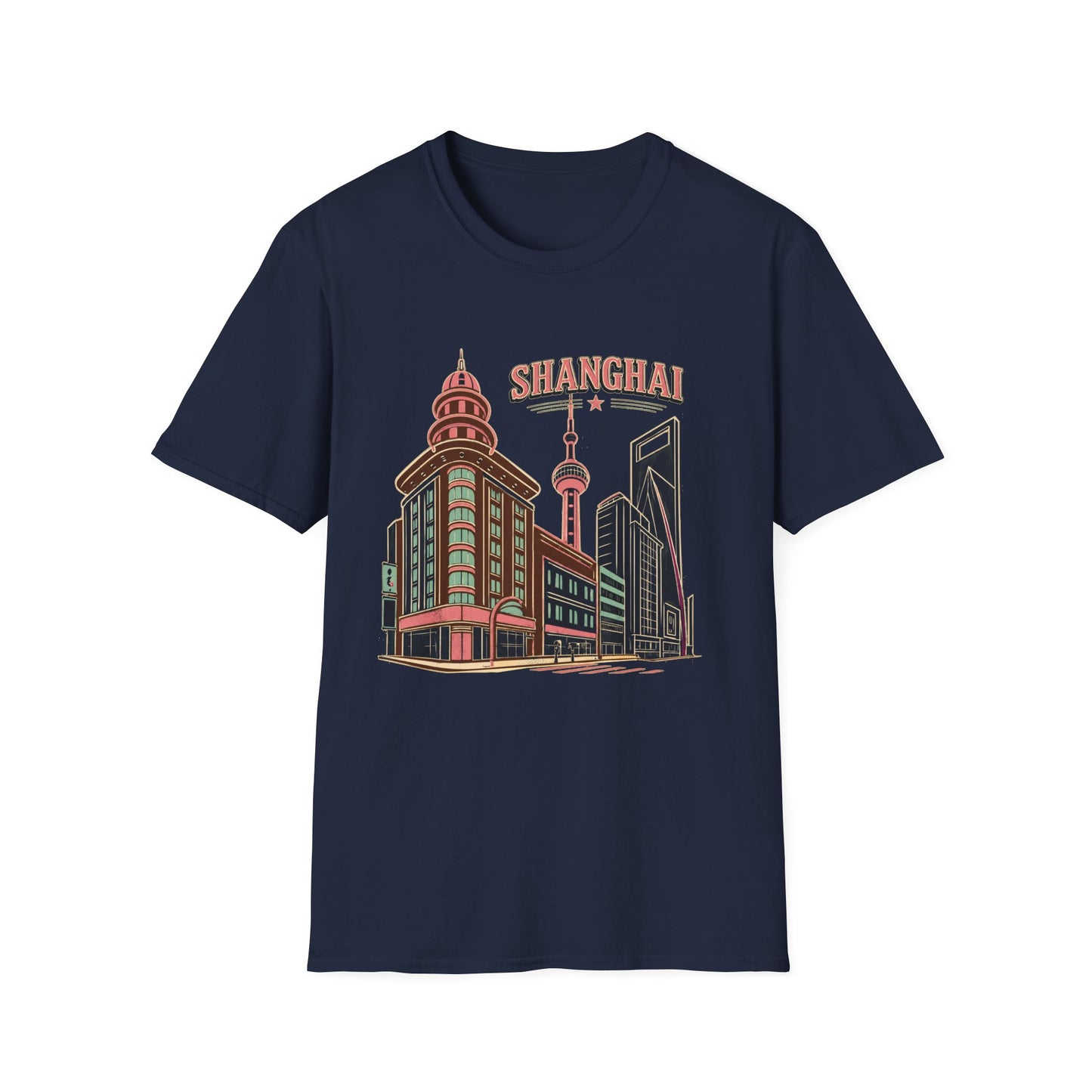 Shanghai Skyline T-Shirt — Retro Cityscape Travel Tee