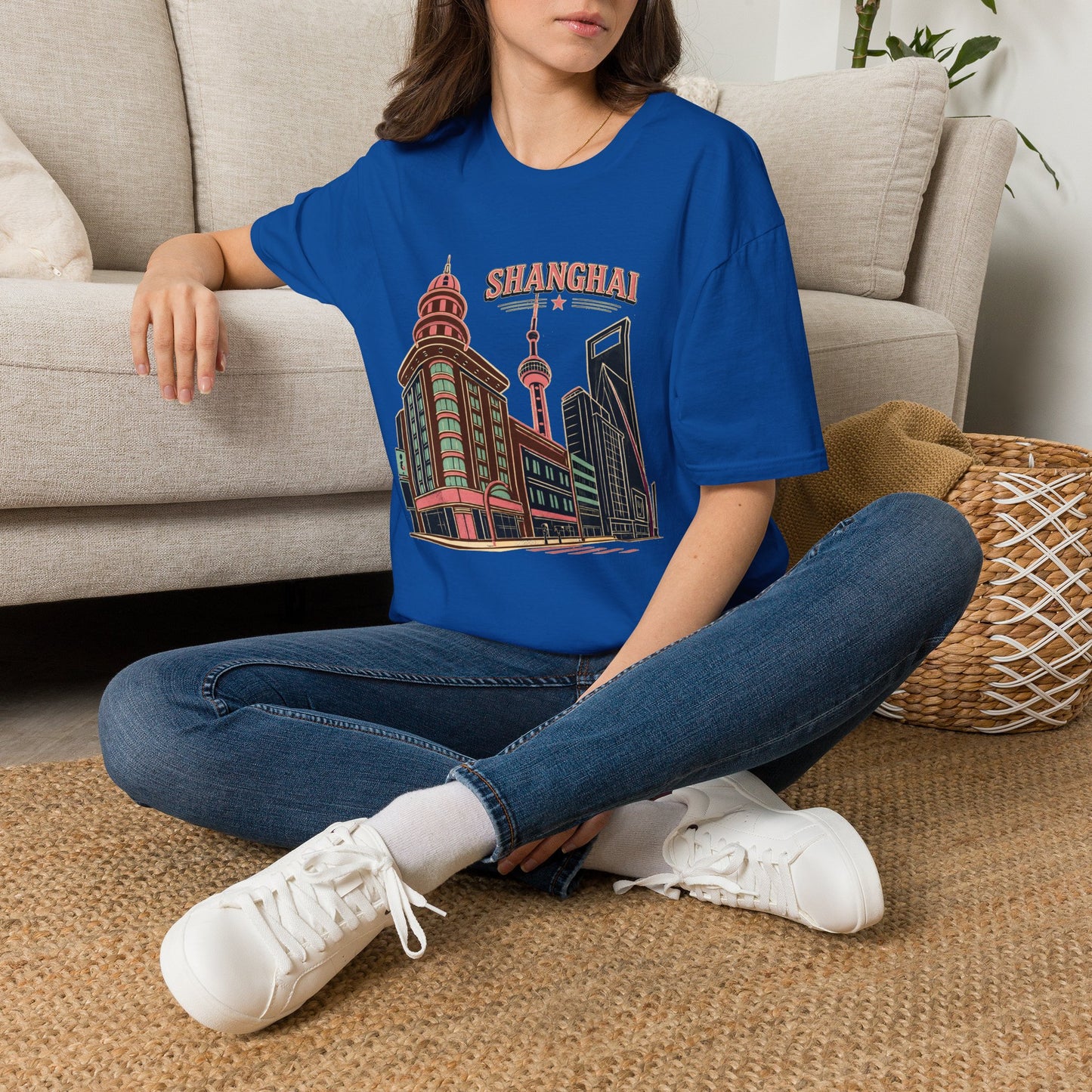 Shanghai Skyline T-Shirt — Retro Cityscape Travel Tee