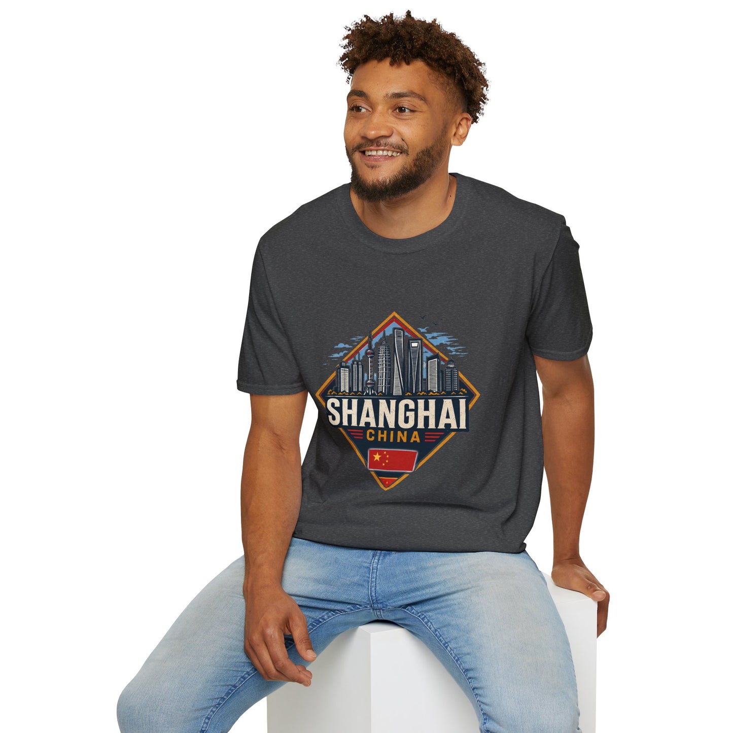 Shanghai Skyline T-Shirt — Retro Cityscape Travel Tee (Shanghai, China)