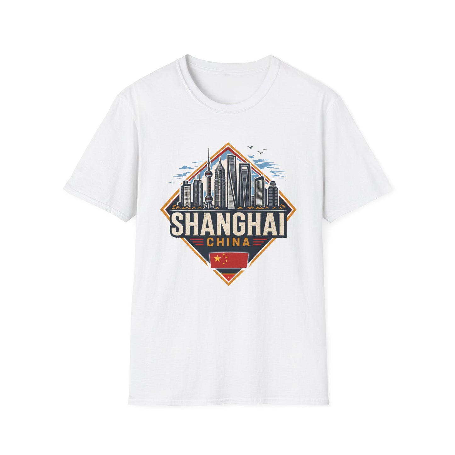 Shanghai Skyline T-Shirt — Retro Cityscape China Travel Tee