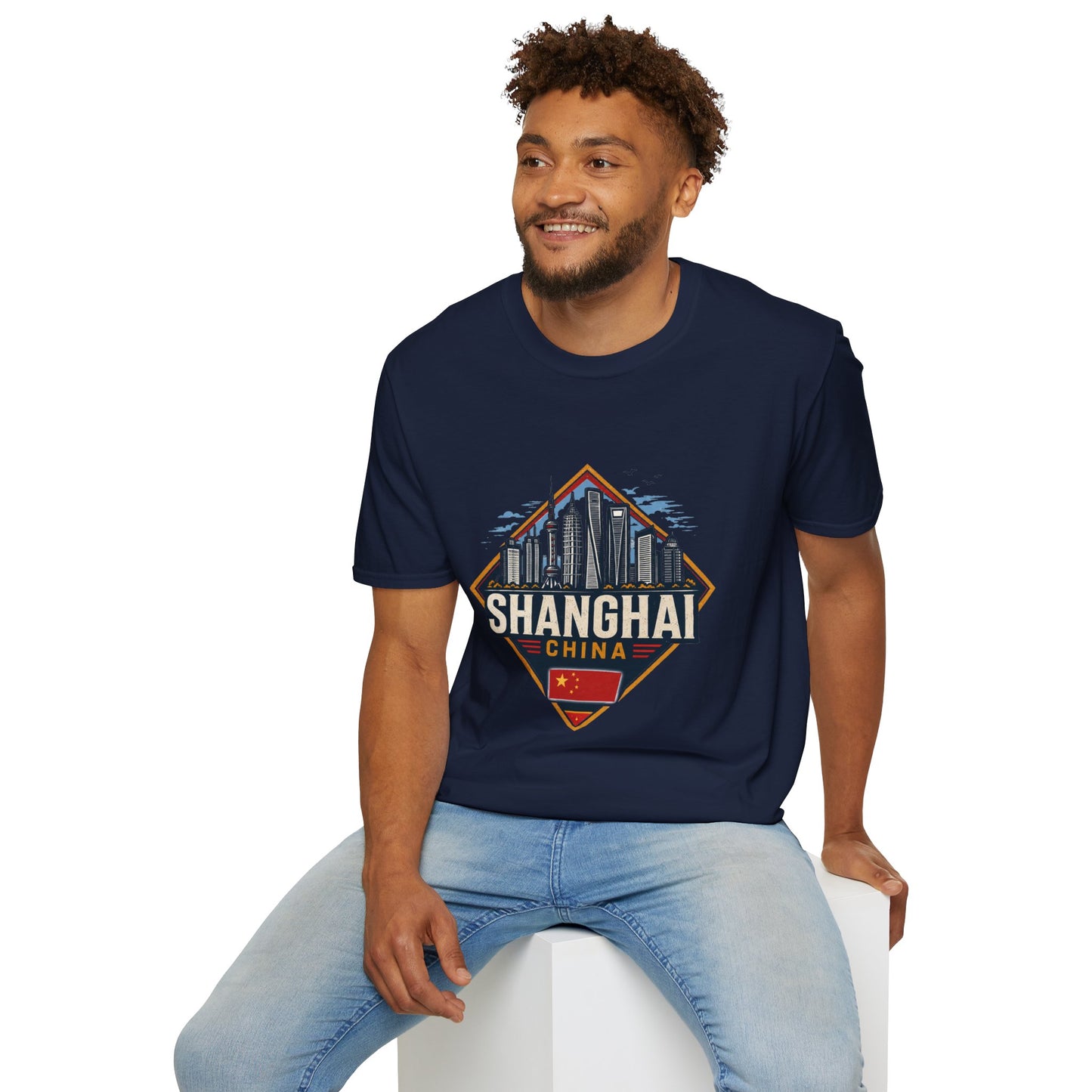 Shanghai Skyline T-Shirt — Retro Cityscape Travel Tee (Shanghai, China)