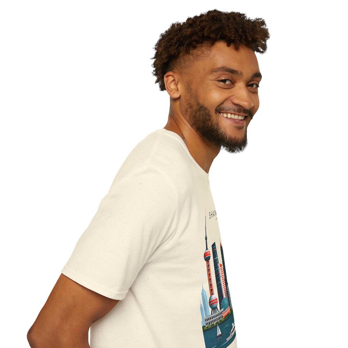 Shanghai Skyline T‑Shirt — Retro Red Sun Cityscape Tee