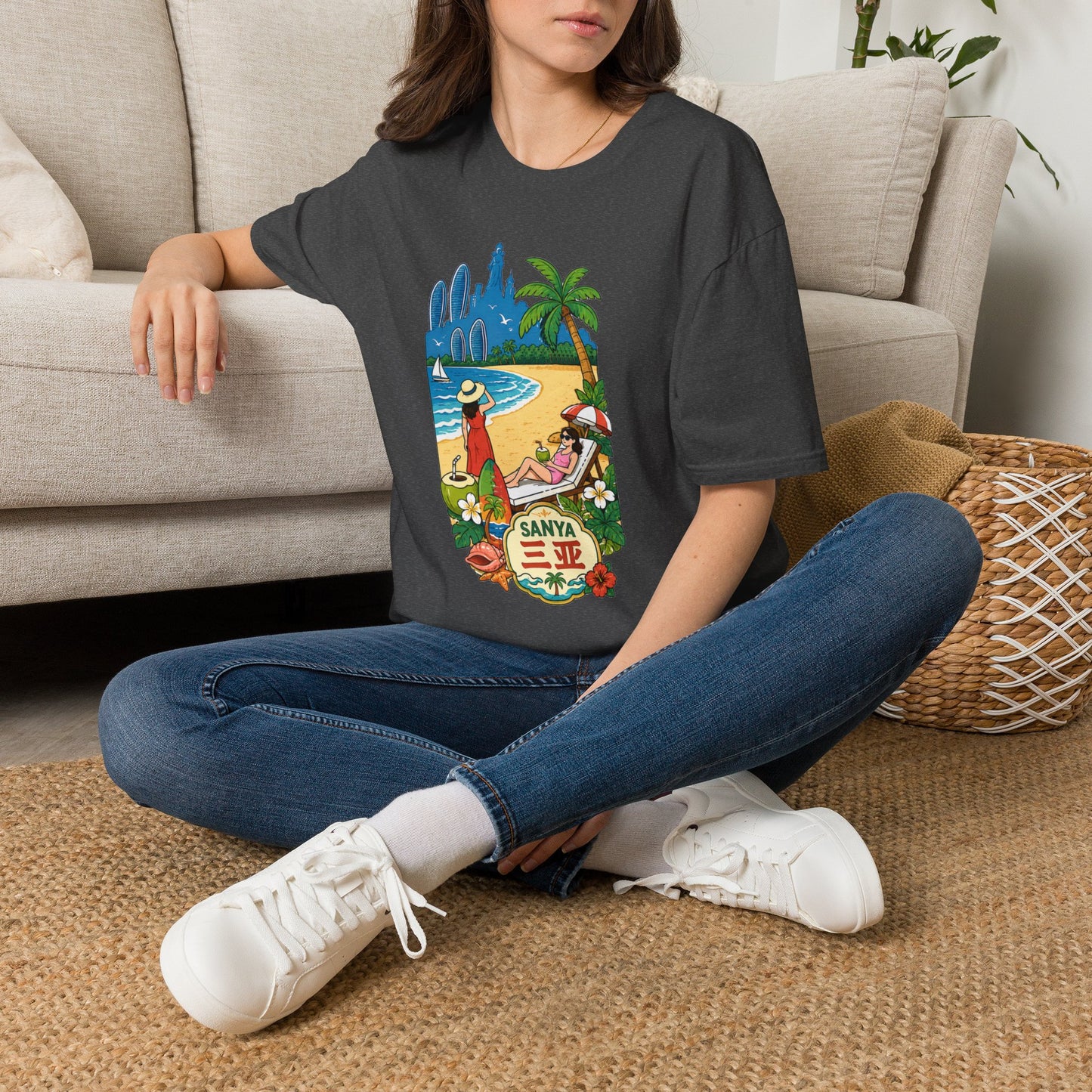 Beach Resort Graphic T-Shirt — Sanya Tropical Vacation Design