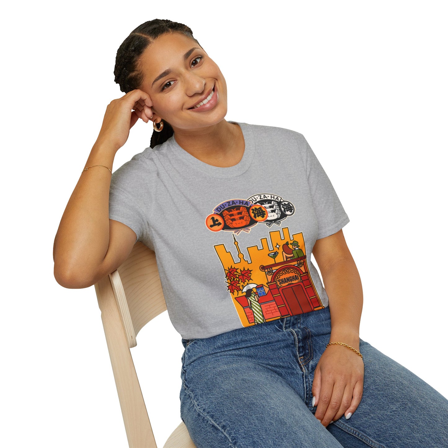 Skyline Ramen Scene T-Shirt — Retro Japanese Noodle Shop Design