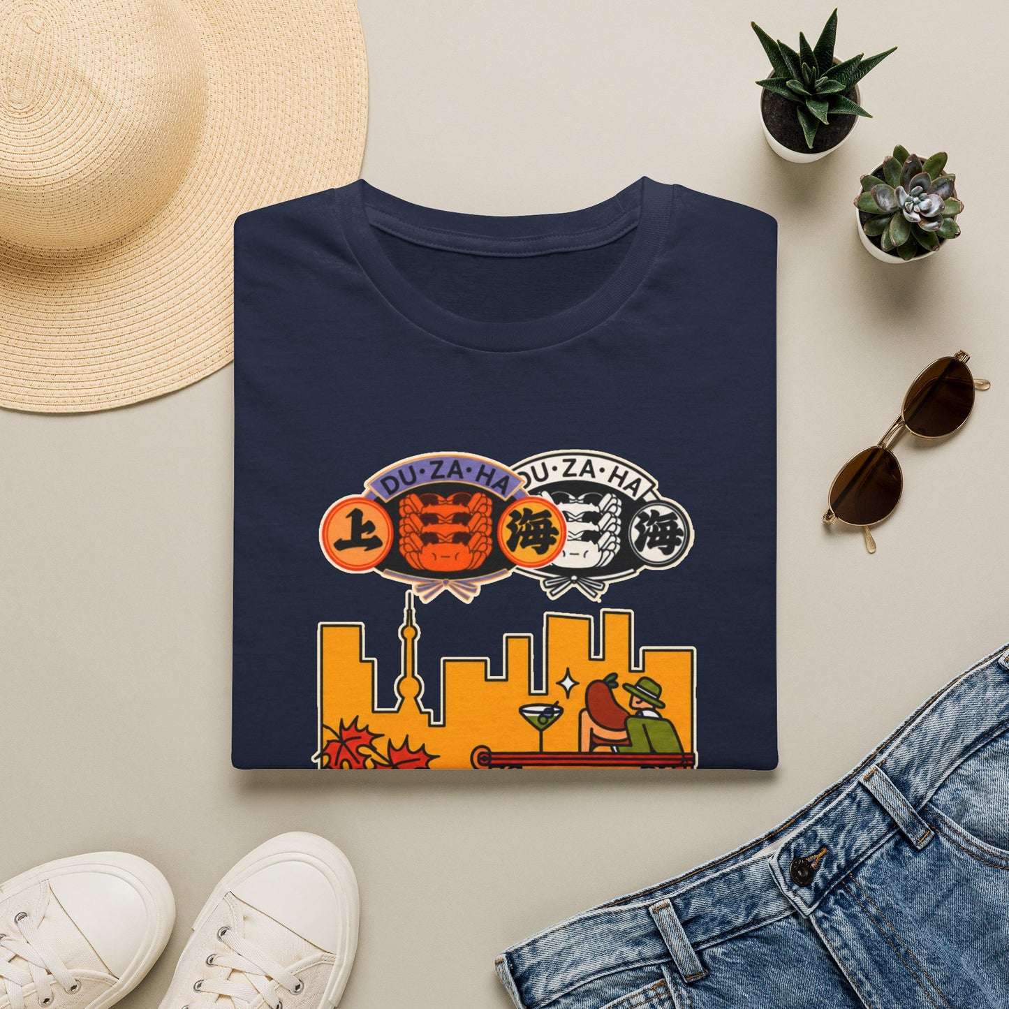 Skyline Ramen Scene T-Shirt — Retro Japanese Noodle Shop Design