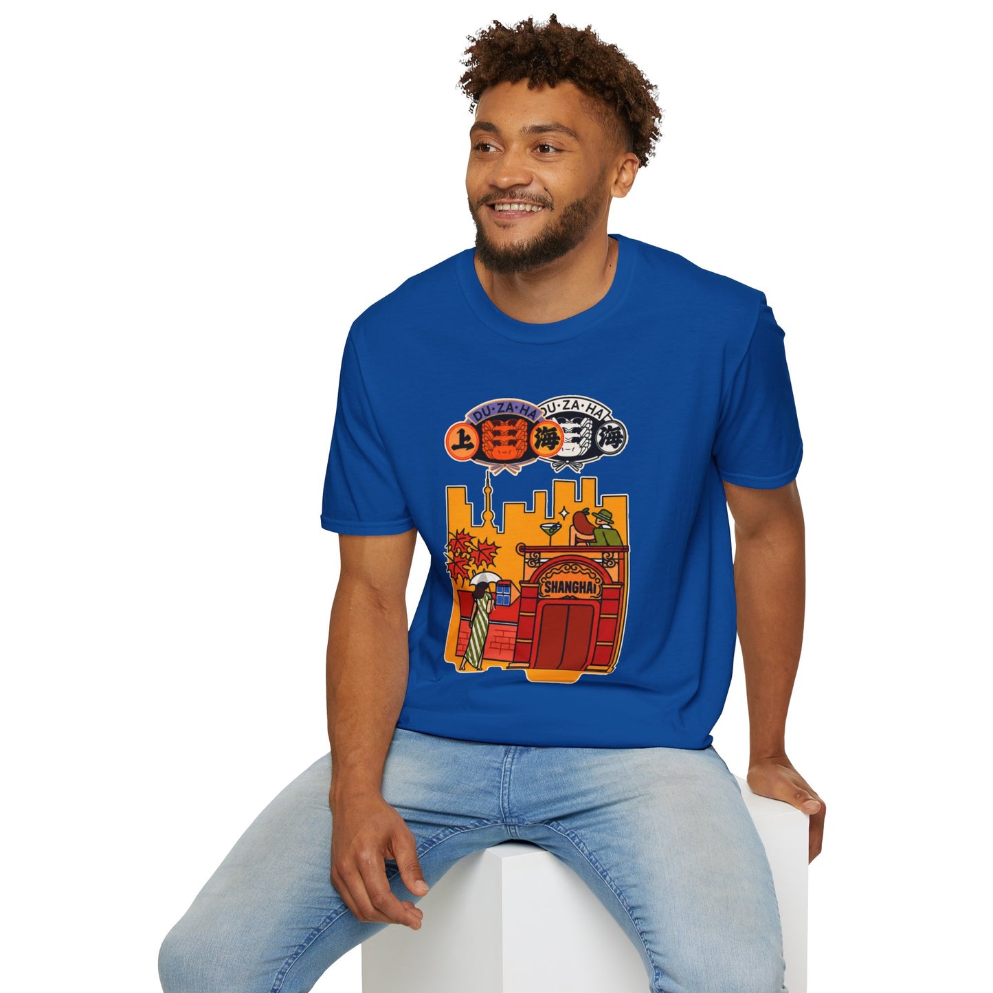 Skyline Ramen Scene T-Shirt — Retro Japanese Noodle Shop Design