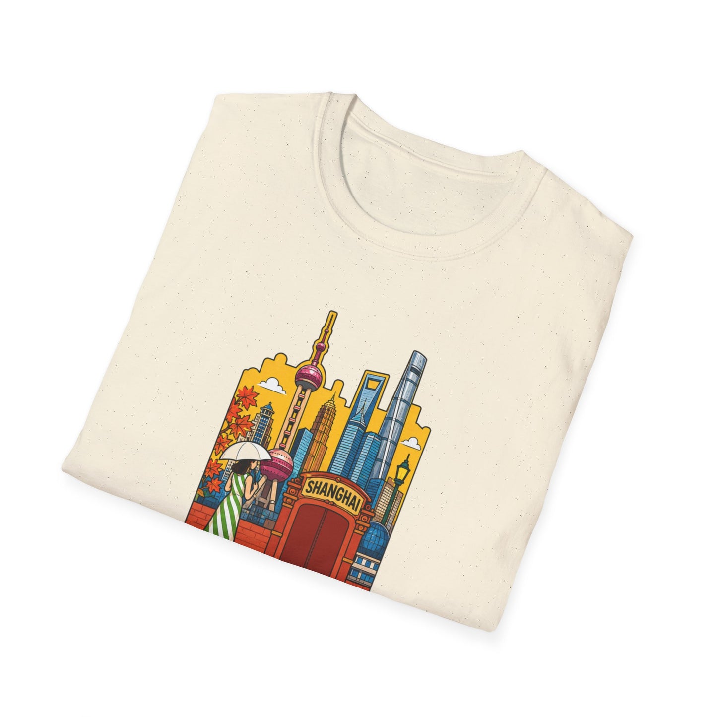 Shanghai Skyline T-Shirt — Vintage Cityscape with Chinese Characters