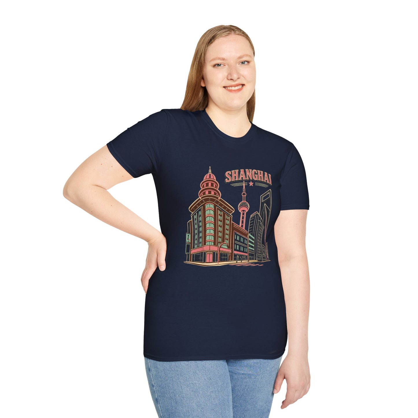 Shanghai Skyline T-Shirt — Retro Cityscape Travel Tee