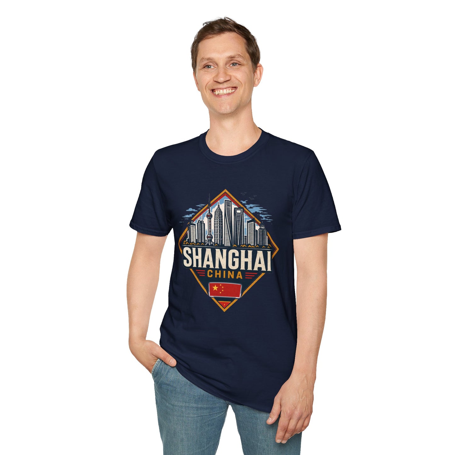 Shanghai Skyline T-Shirt — Retro Cityscape China Travel Tee