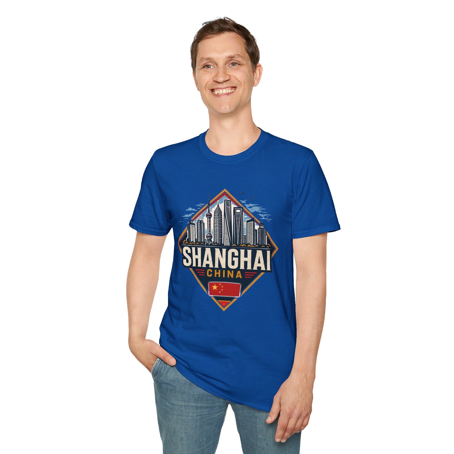 Shanghai Skyline T-Shirt — Retro Cityscape China Travel Tee