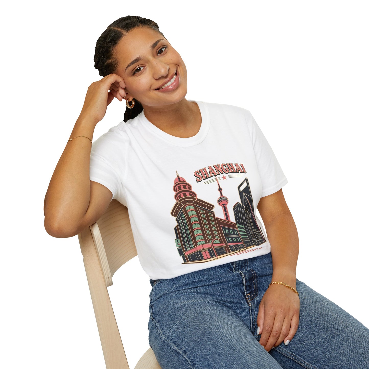Shanghai Skyline T-Shirt — Retro Cityscape Travel Tee