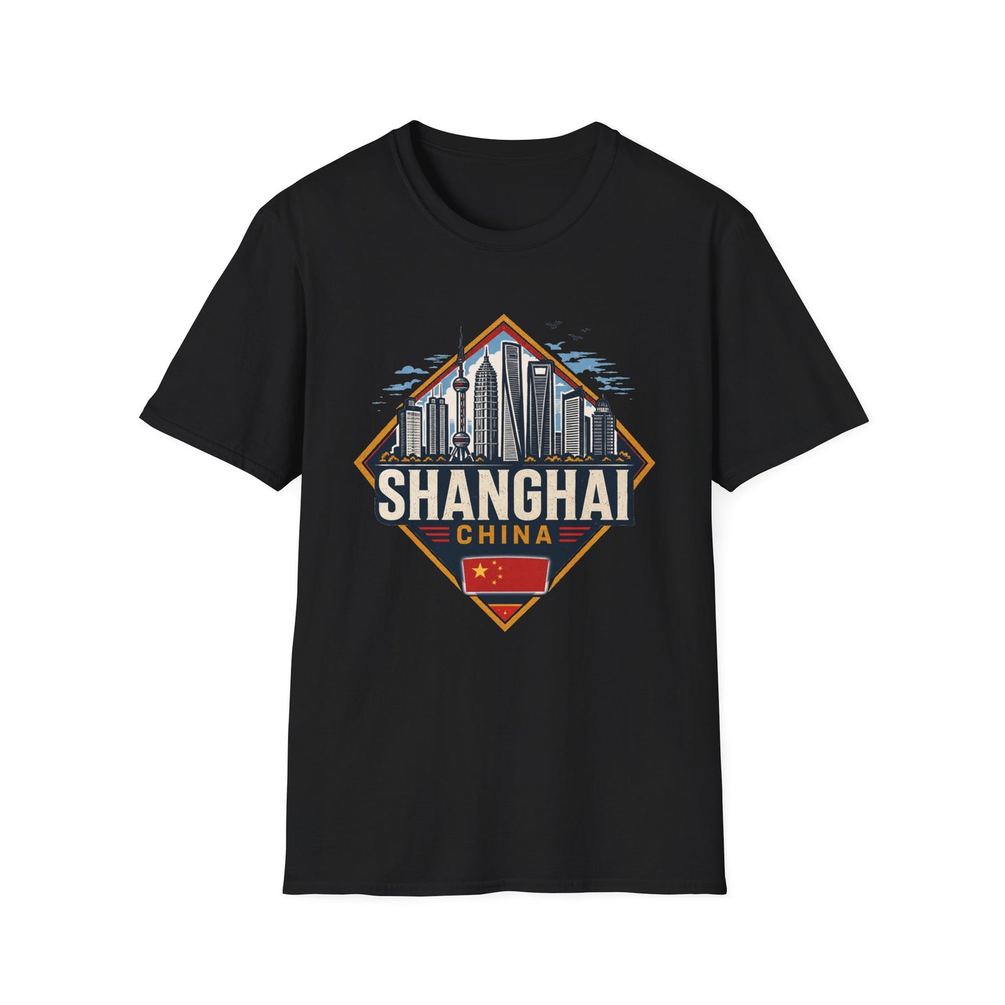 Shanghai Skyline T-Shirt — Retro Cityscape China Travel Tee