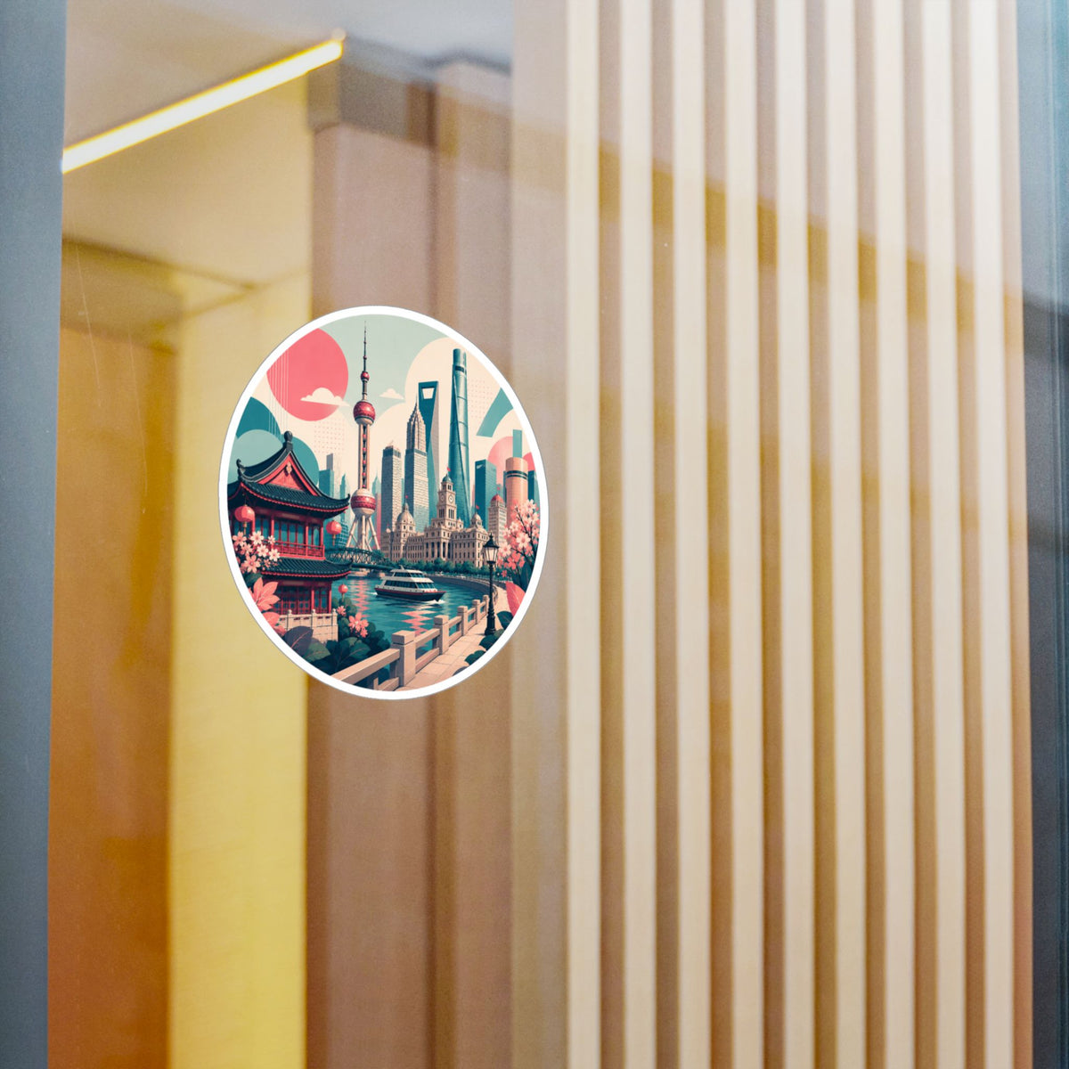 Shanghai Skyline Kiss-Cut Vinyl Decal