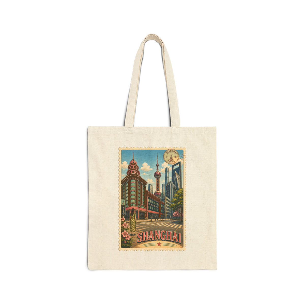 Bolsa tote Shanghái: sello postal vintage