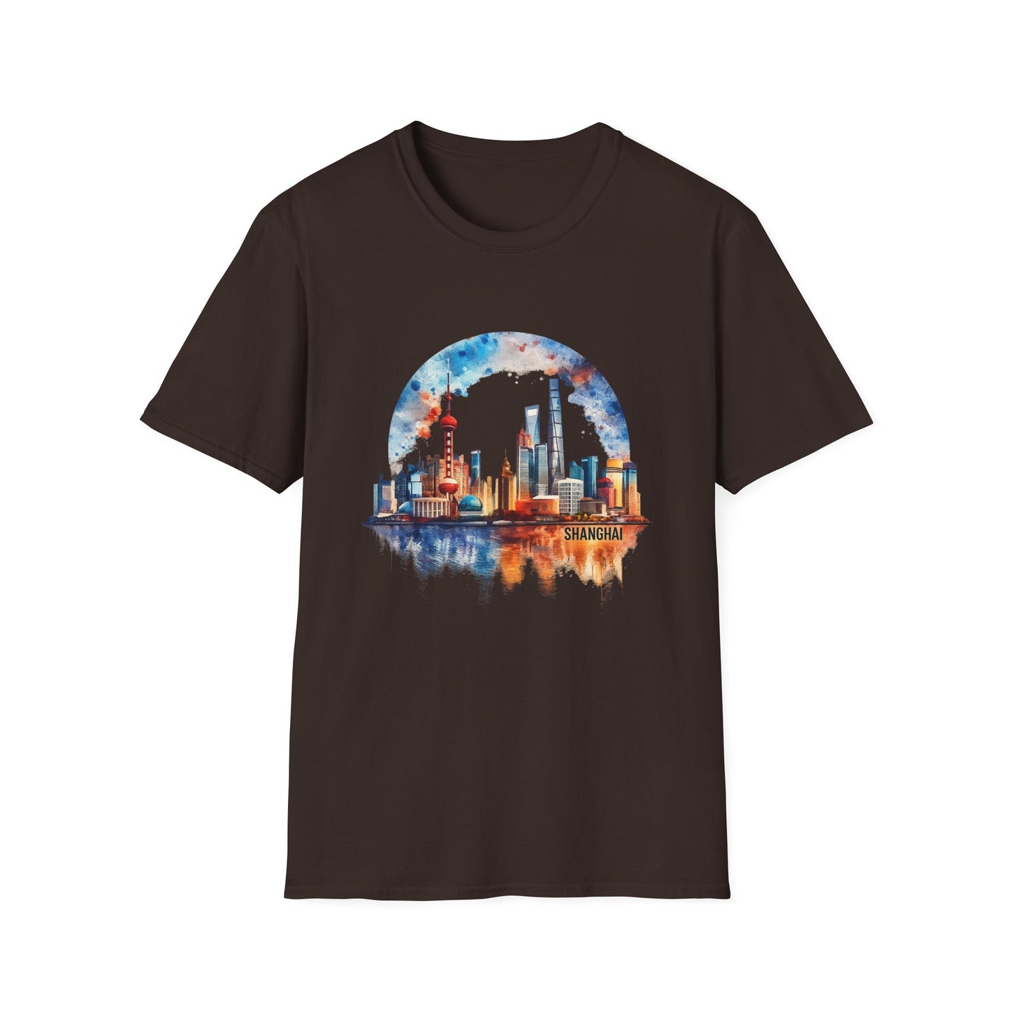 City Skyline T-Shirt — Watercolor Shanghai Landscape Tee