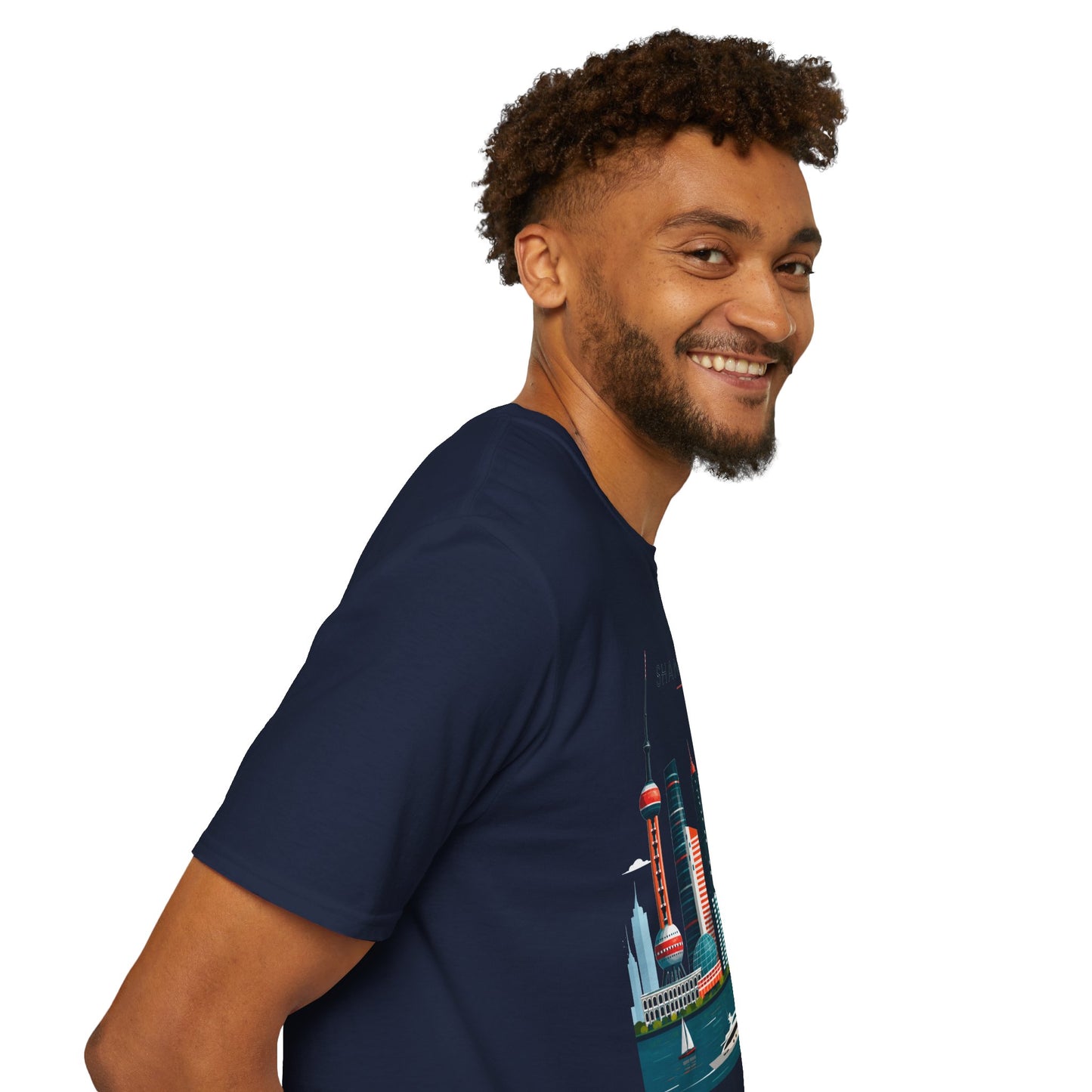 Shanghai Skyline T‑Shirt — Retro Red Sun Cityscape Tee