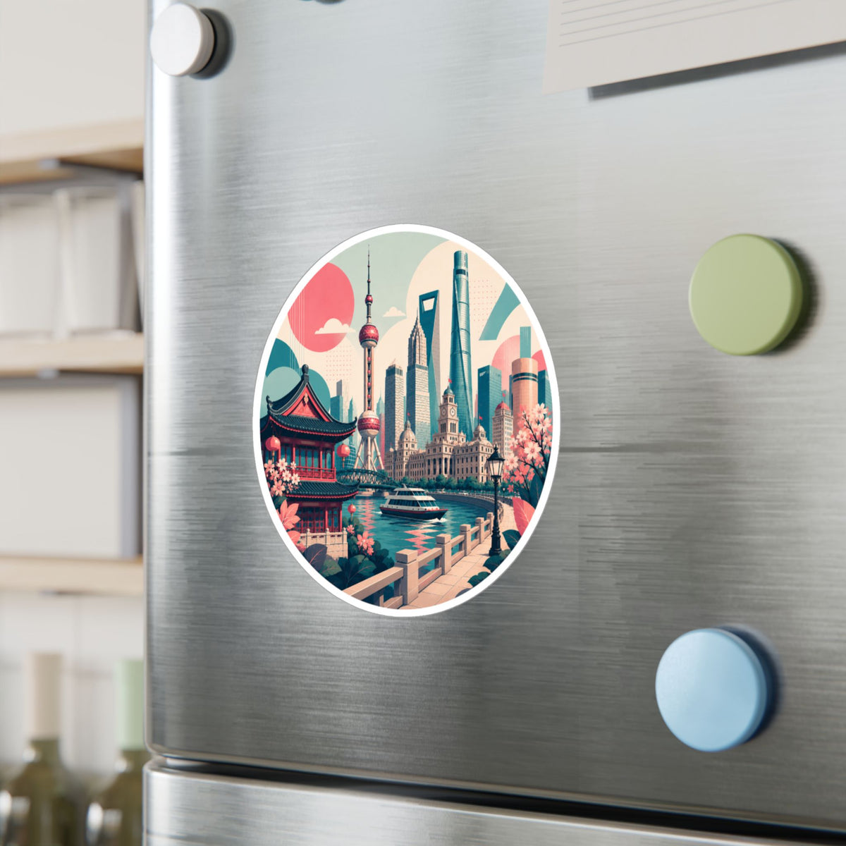 Shanghai Skyline Kiss-Cut Vinyl Decal