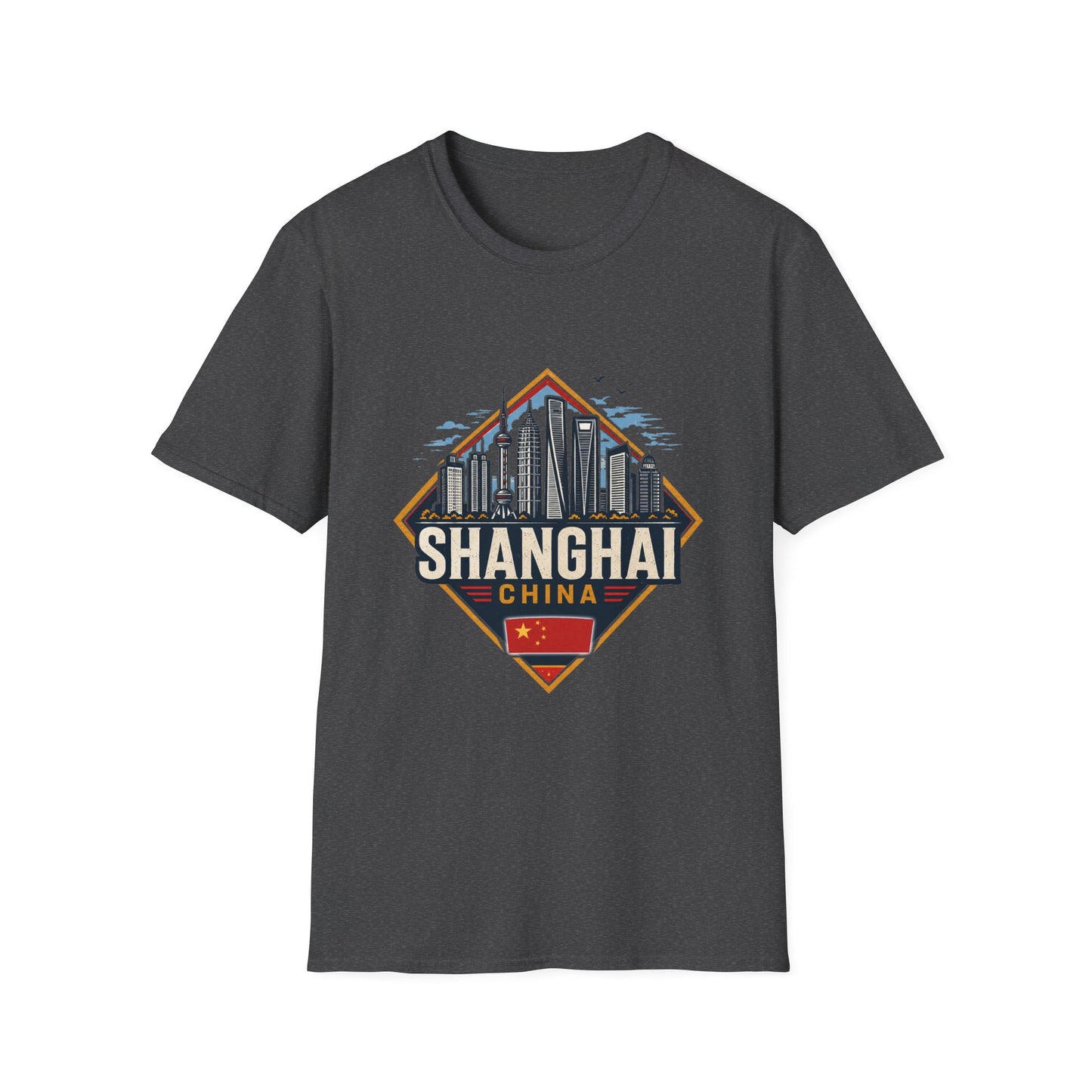 Shanghai Skyline T-Shirt — Retro Cityscape Travel Tee (Shanghai, China)