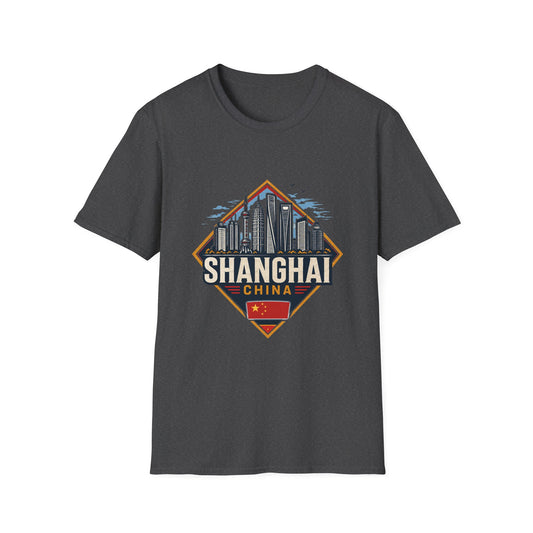 Shanghai Skyline T-Shirt — Retro Cityscape Travel Tee (Shanghai, China)