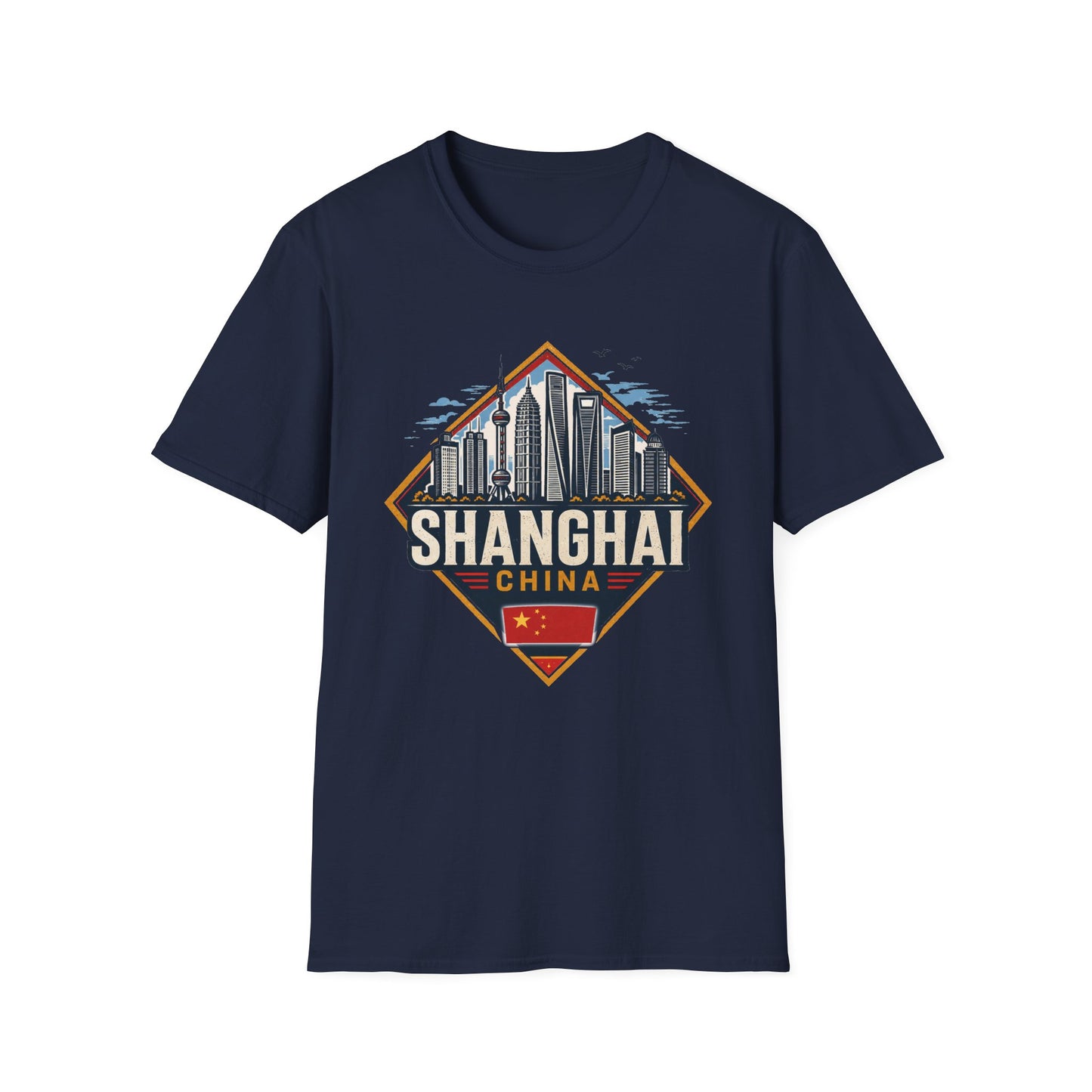 Shanghai Skyline T-Shirt — Retro Cityscape China Travel Tee