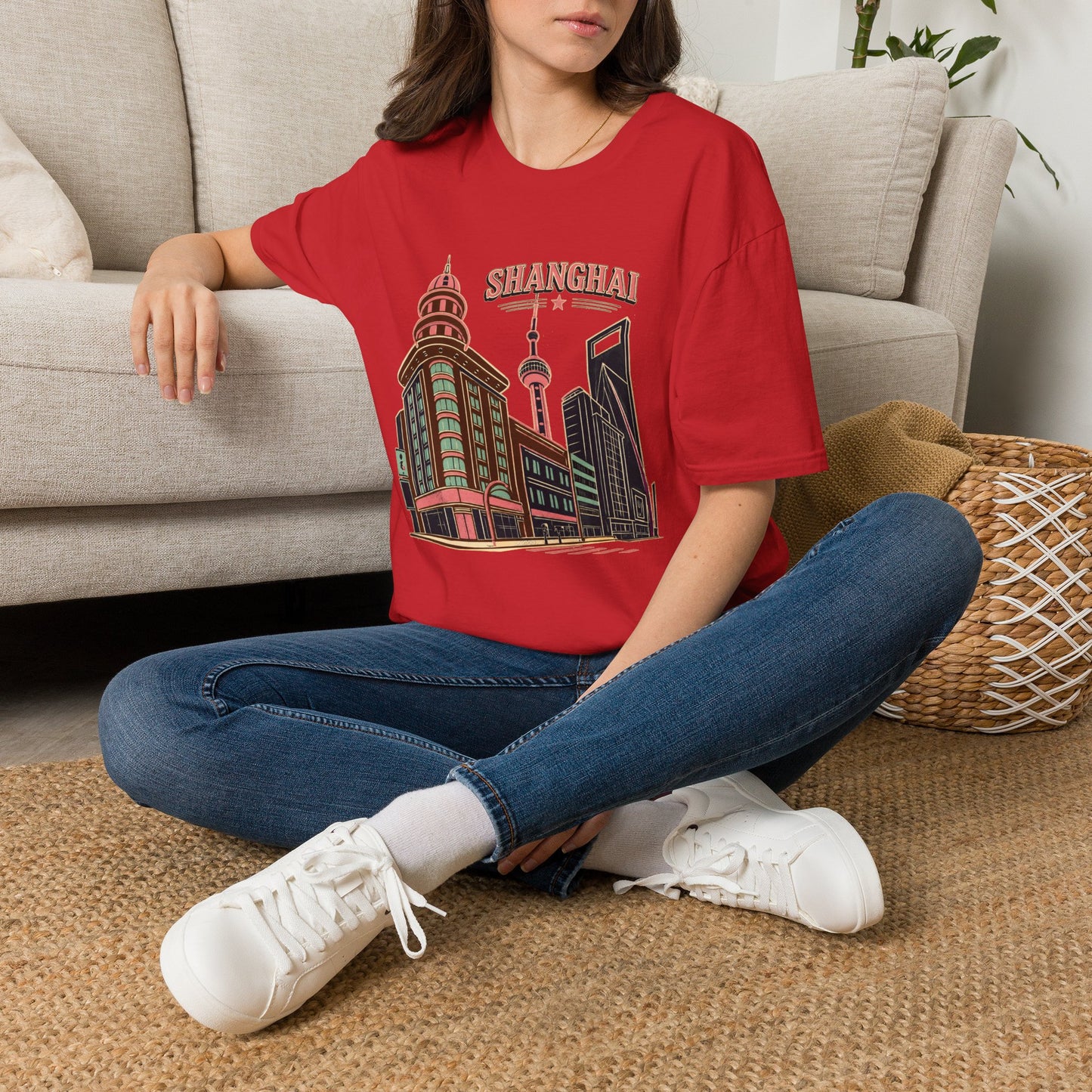Shanghai Skyline T-Shirt — Retro Cityscape Travel Tee