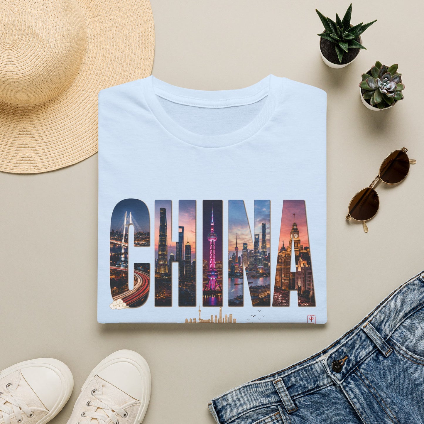 China Skyline Graphic T‑Shirt — Cityscape Travel Tee