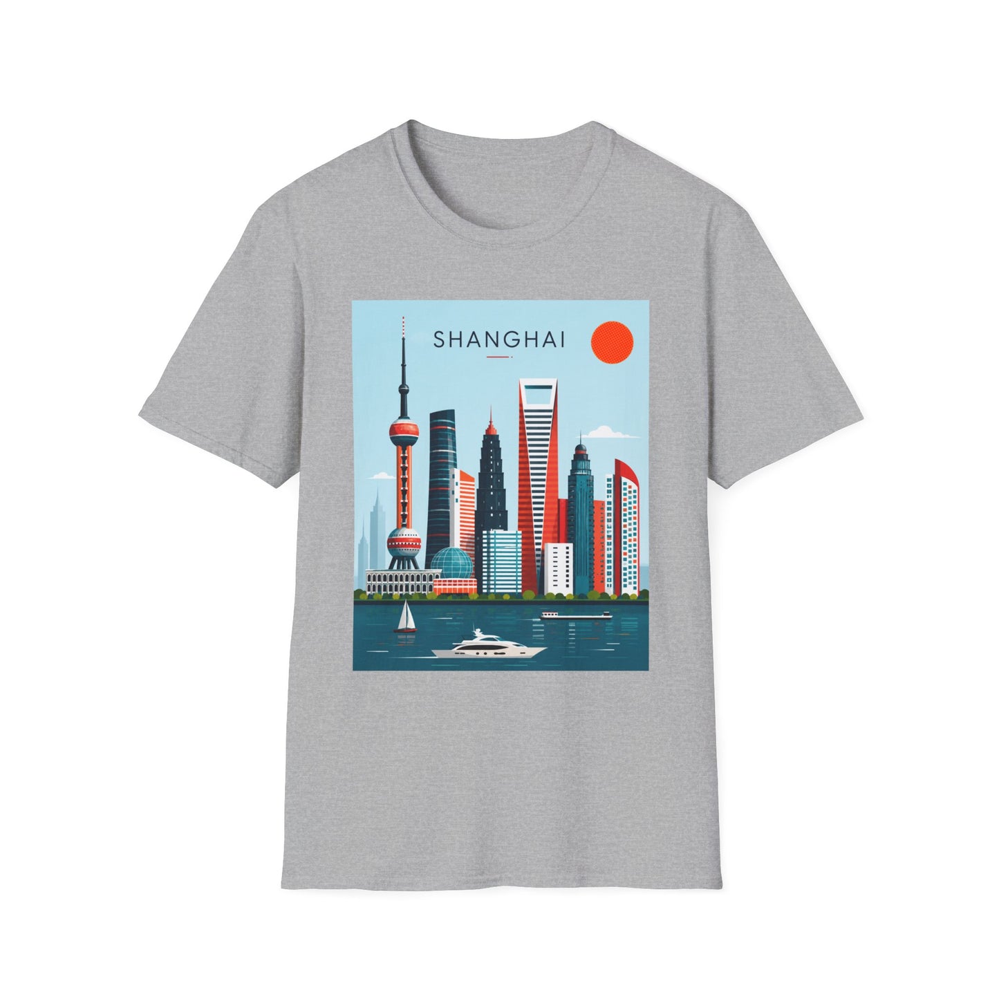 Shanghai Skyline T‑Shirt — Retro Cityscape Tee with 'SHANGHAI' Graphic