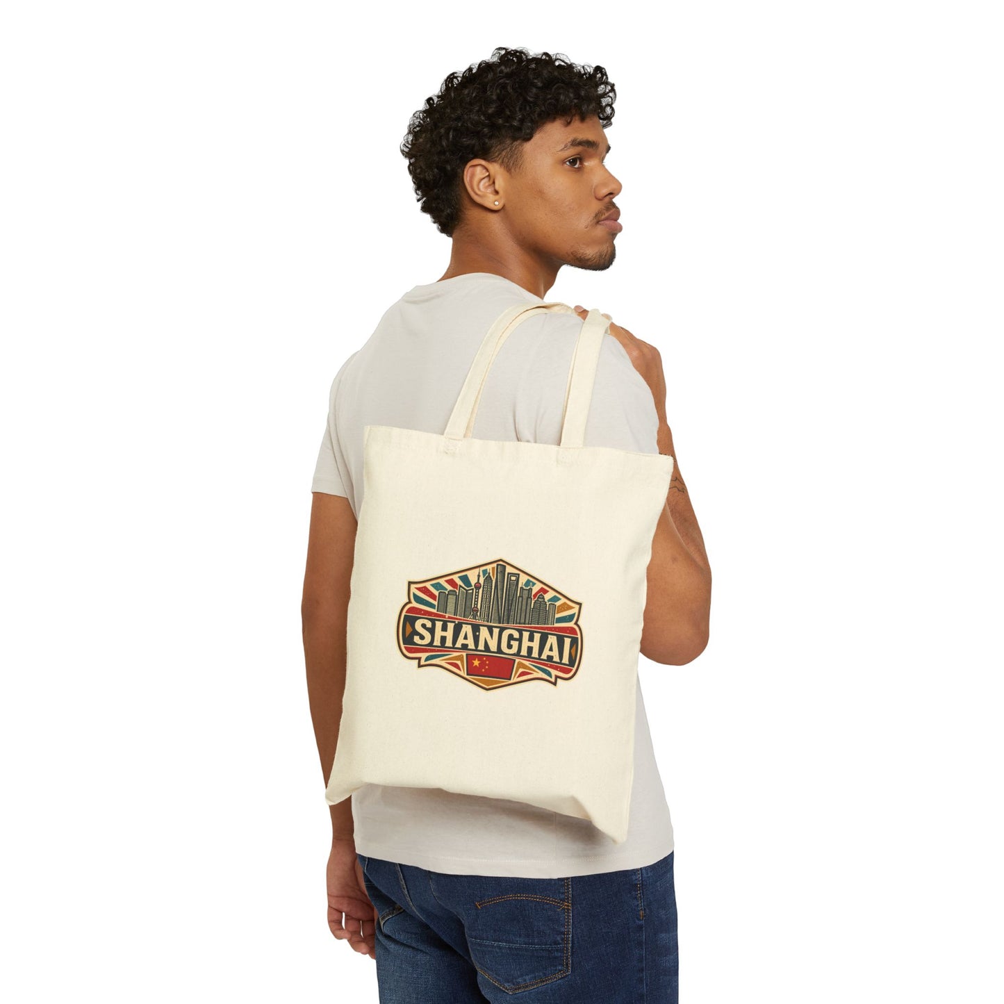 Shanghai Skyline Cotton Tote Bag – Retro City Travel Tote
