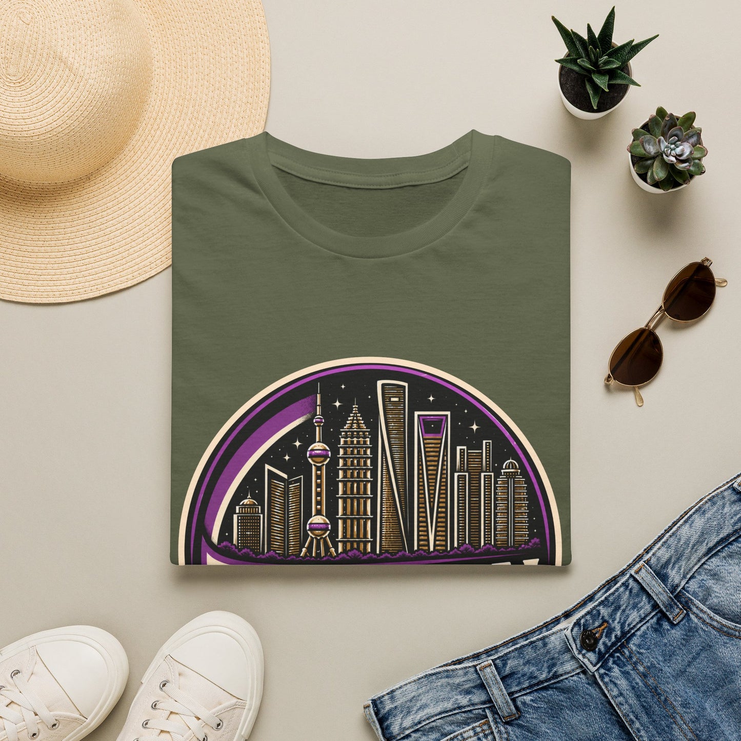 Shanghai Skyline T-Shirt — Retro Neon Cityscape Tee