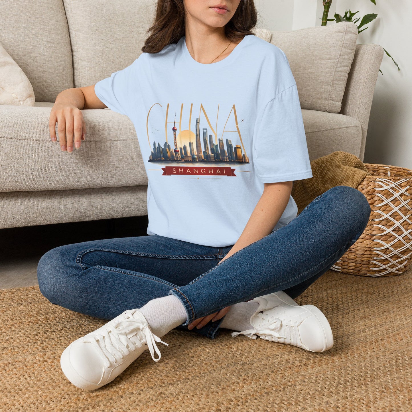 China Skyline T‑Shirt — Shanghai Cityscape Graphic Tee
