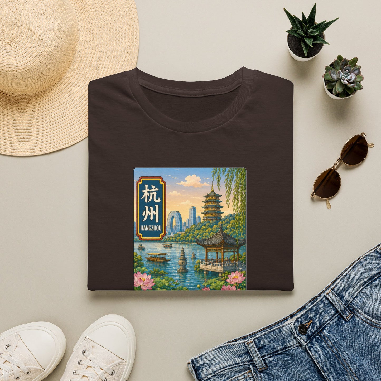 Hangzhou Scenic T-Shirt — West Lake Vintage Travel Tee (杭州)