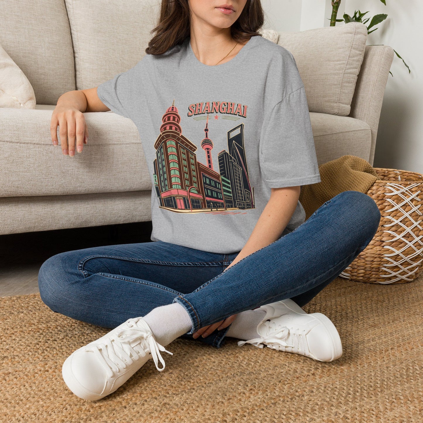 Shanghai Skyline T-Shirt — Retro Cityscape Travel Tee