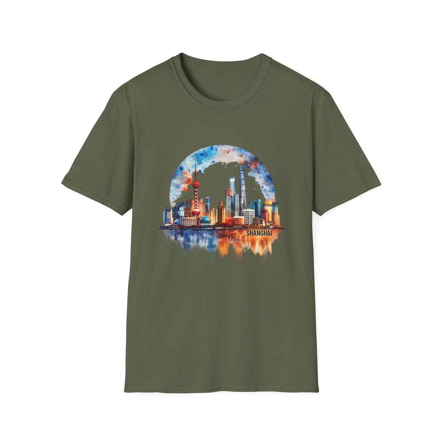 City Skyline T-Shirt — Watercolor Shanghai Landscape Tee