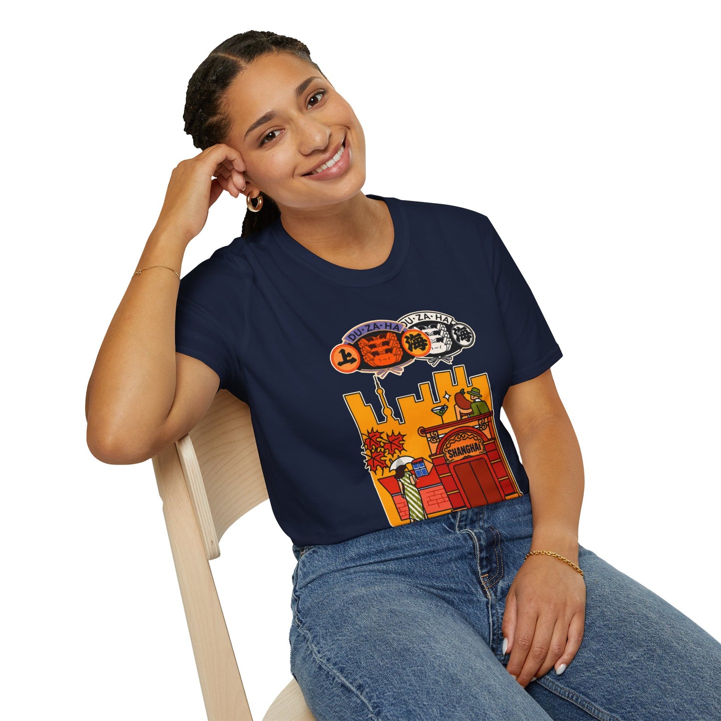 Skyline Ramen Scene T-Shirt — Retro Japanese Noodle Shop Design