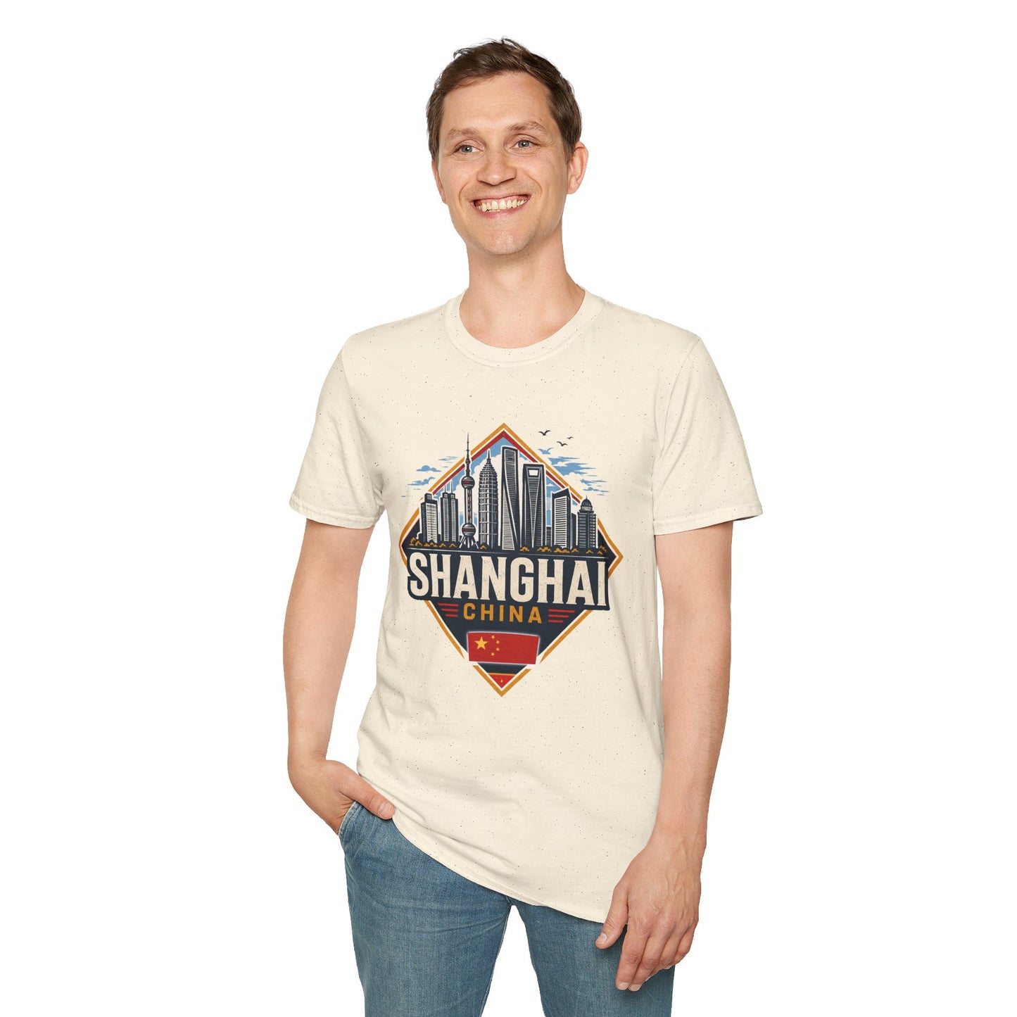 Shanghai Skyline T-Shirt — Retro Cityscape China Travel Tee