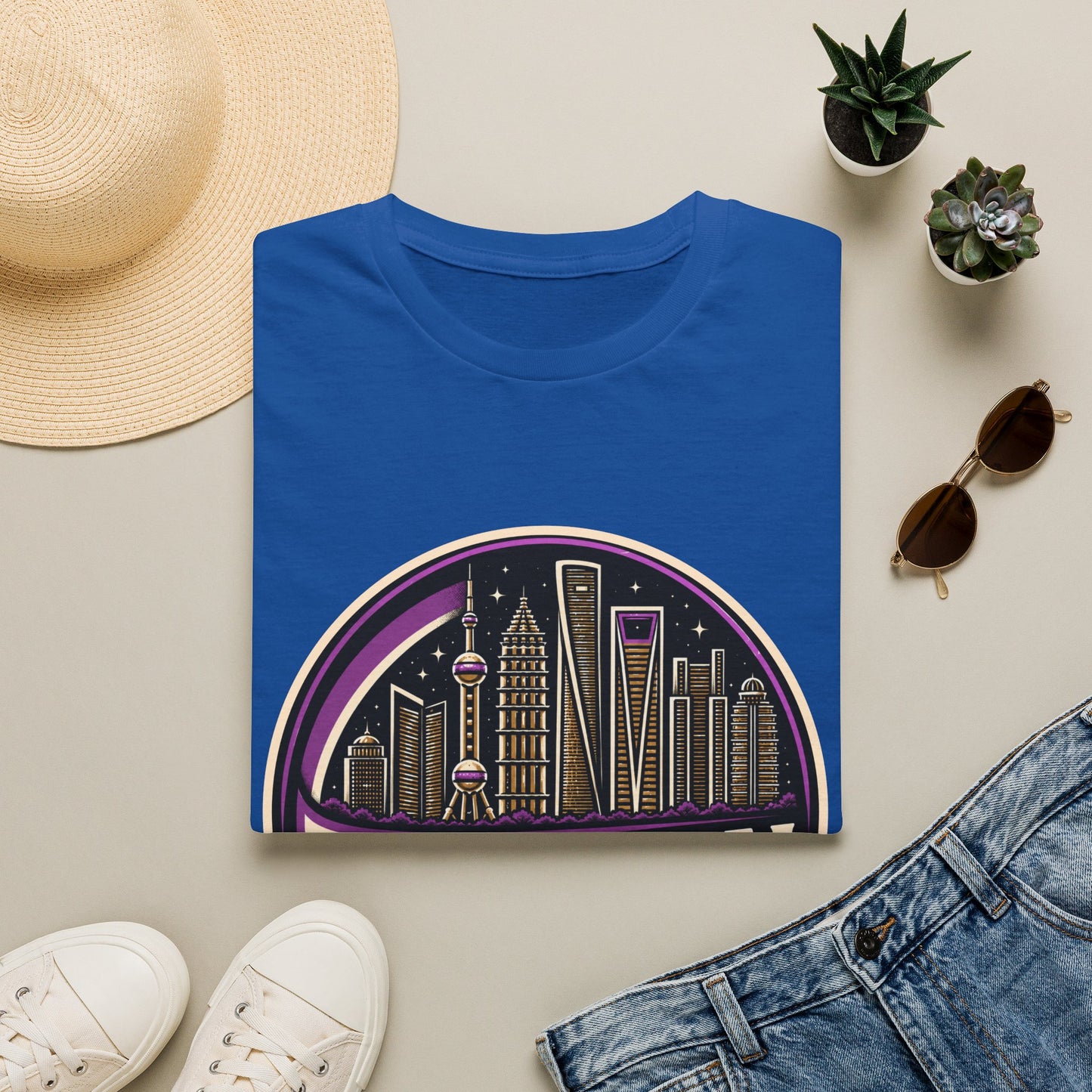 Shanghai Skyline T-Shirt — Retro Neon Cityscape Tee