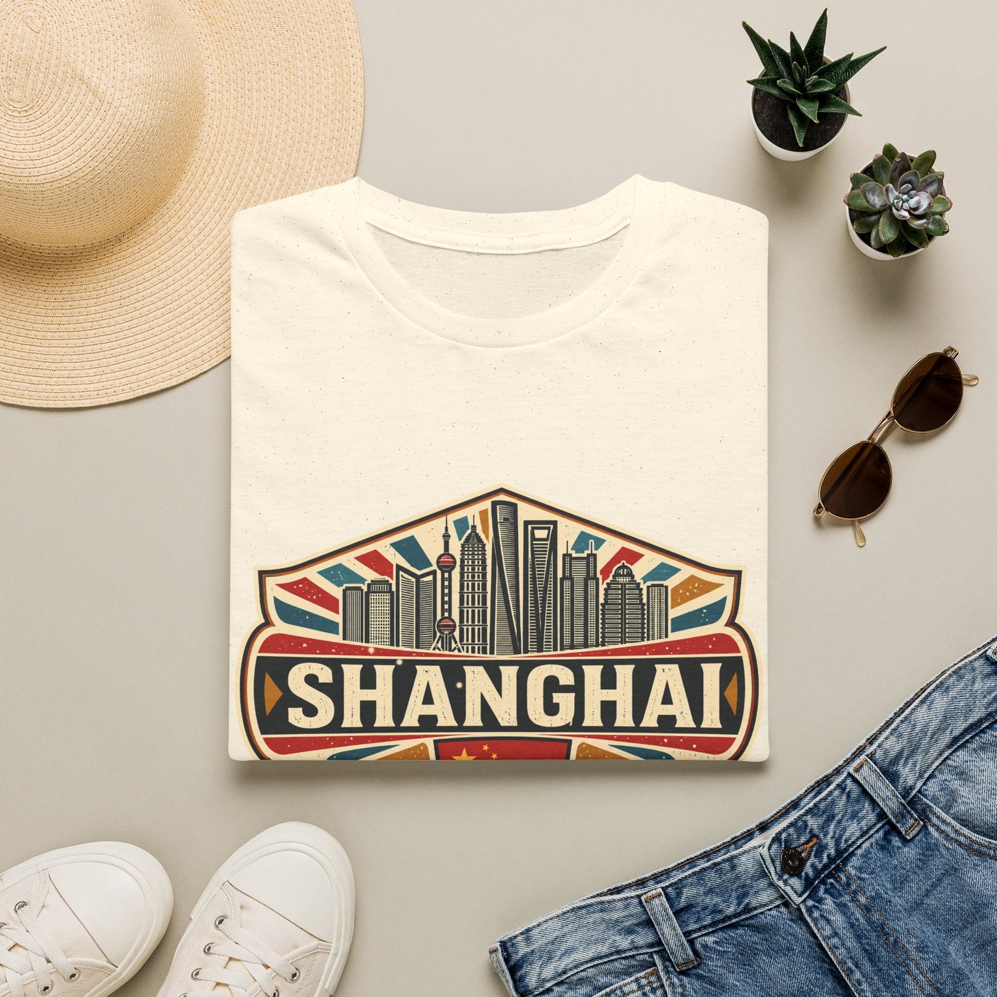 Shanghai Skyline Vintage T‑Shirt