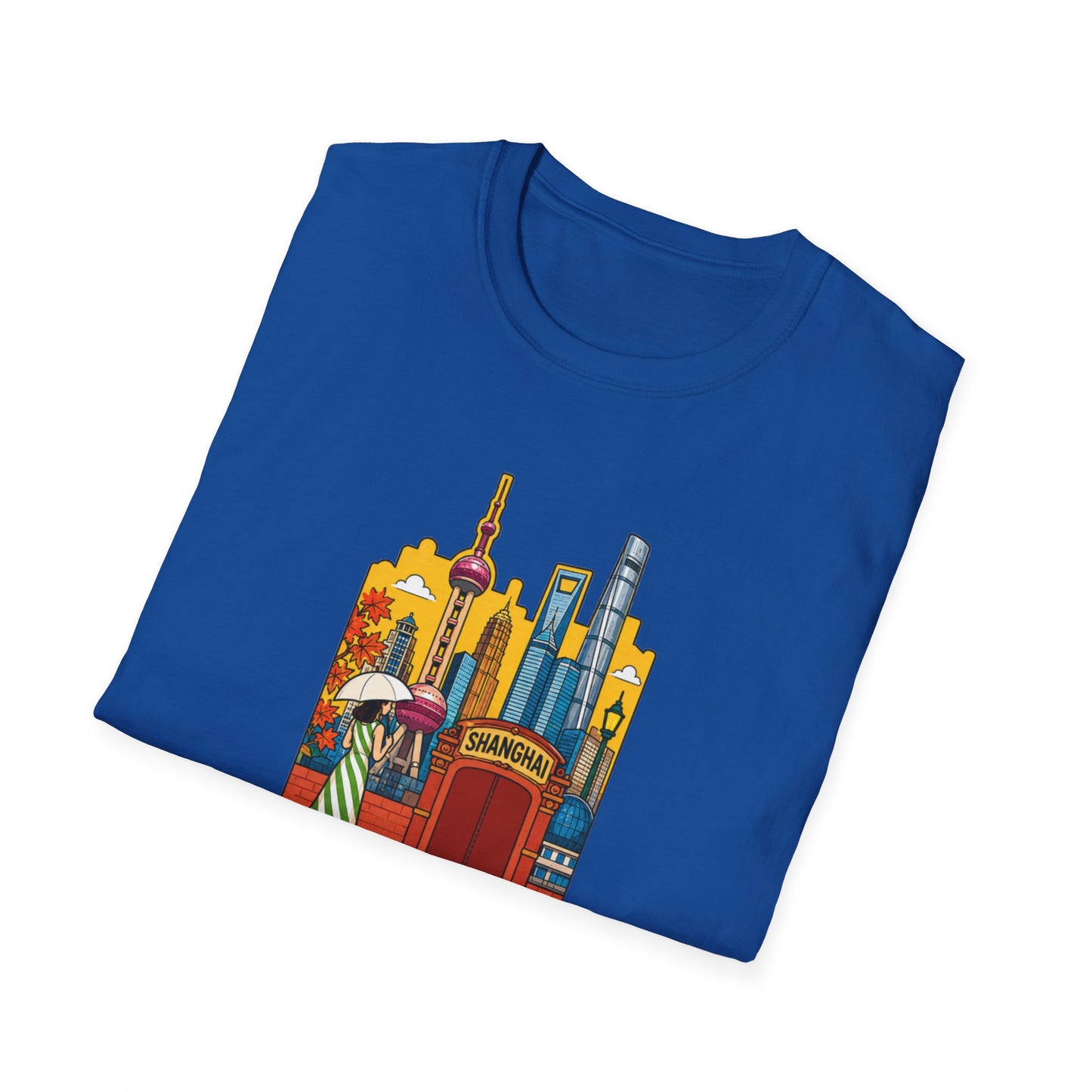 Shanghai Skyline T-Shirt — Vintage Cityscape with Chinese Characters