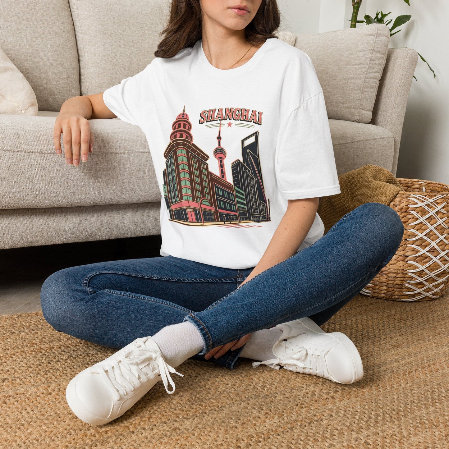 Shanghai Skyline T-Shirt — Retro Cityscape Travel Tee