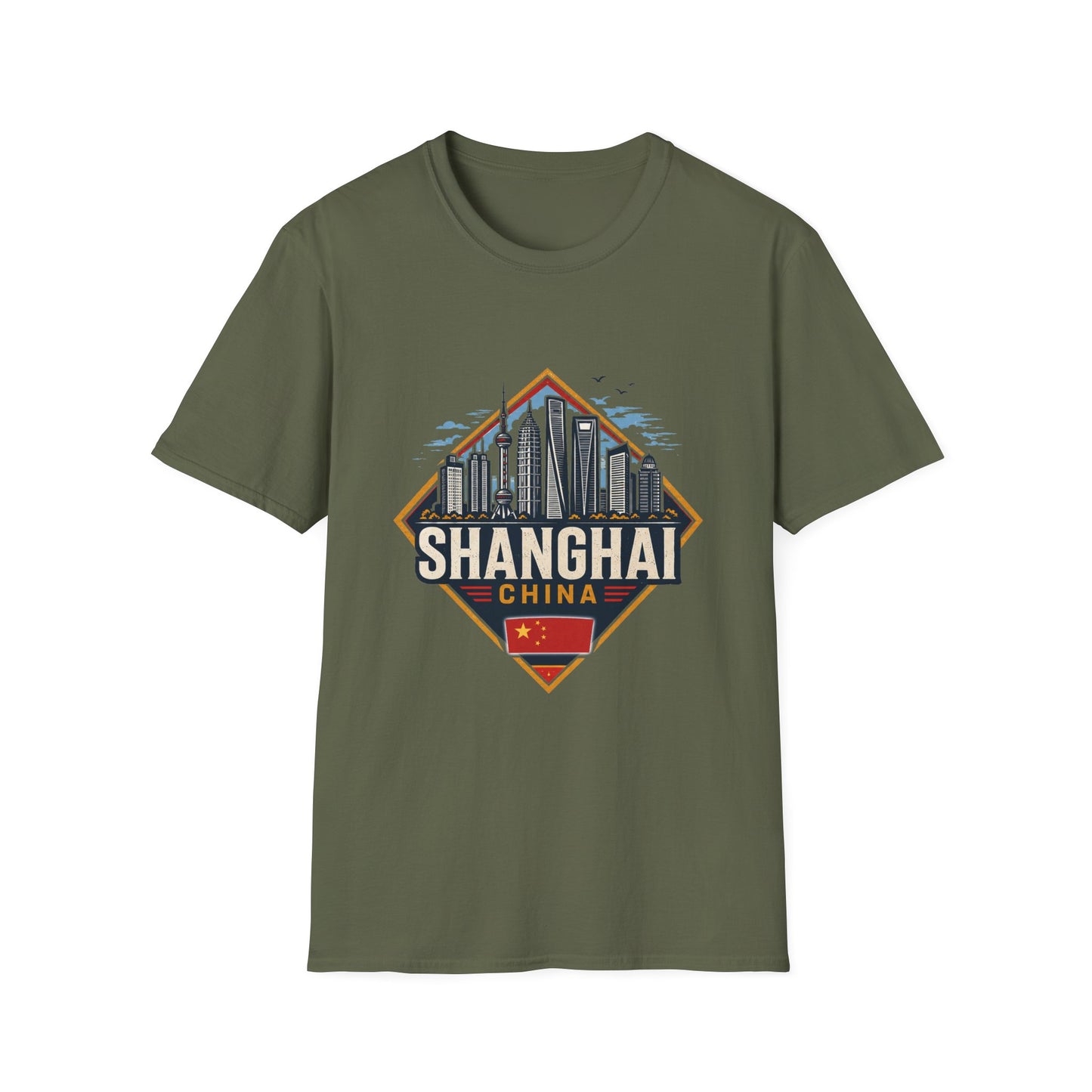 Shanghai Skyline T-Shirt — Retro Cityscape Travel Tee (Shanghai, China)