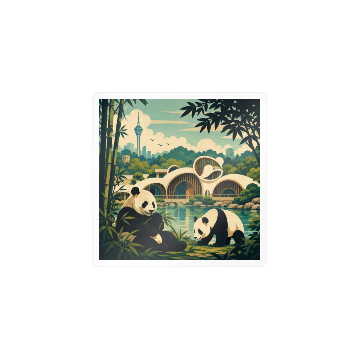Panda Park Kiss-Cut Vinyl Decal — Scenic Bamboo Zoo Sticker
