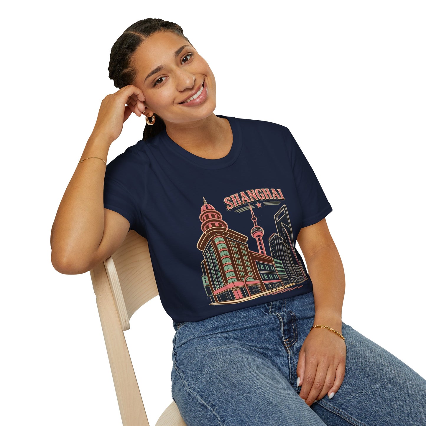 Shanghai Skyline T-Shirt — Retro Cityscape Travel Tee