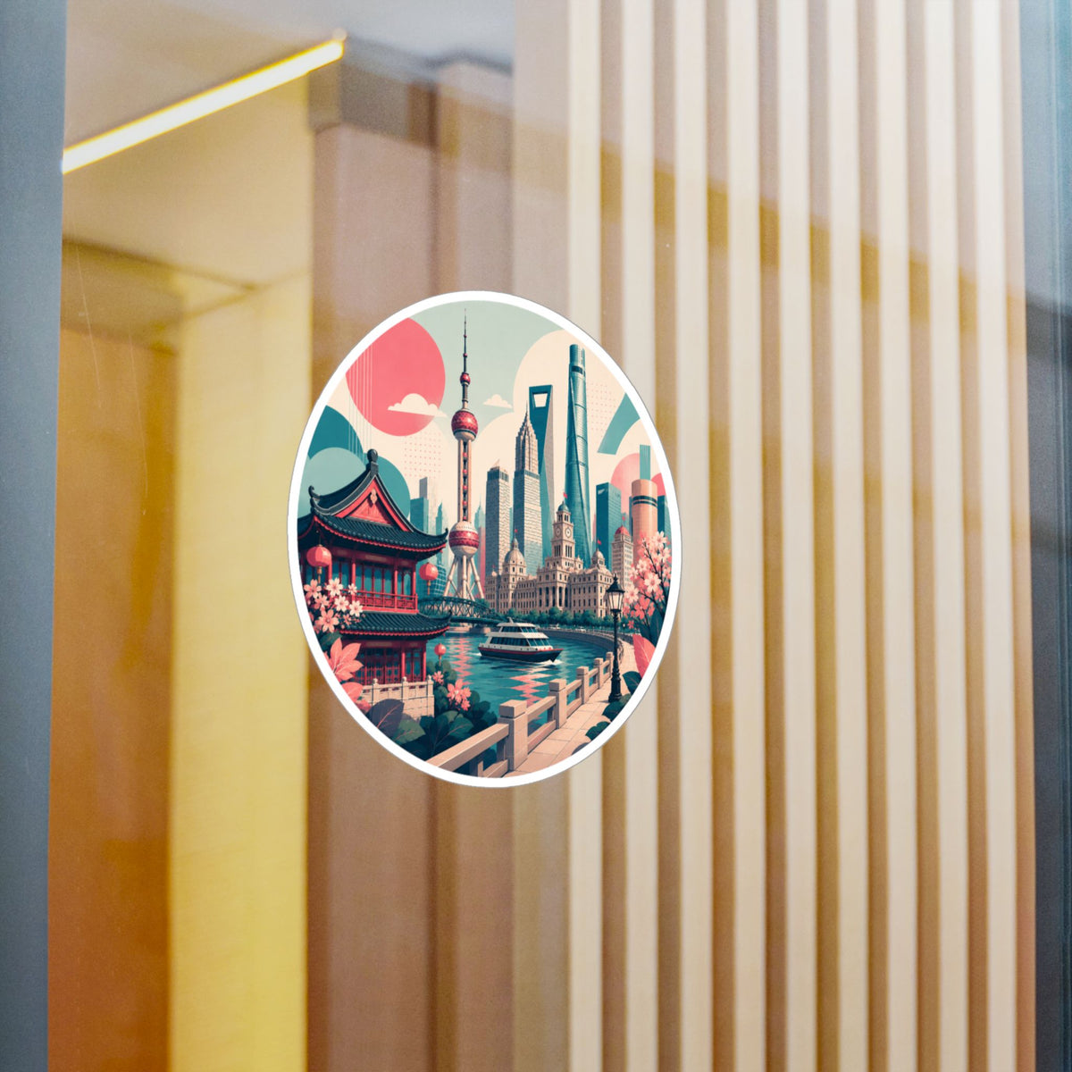 Shanghai Skyline Kiss-Cut Vinyl Decal